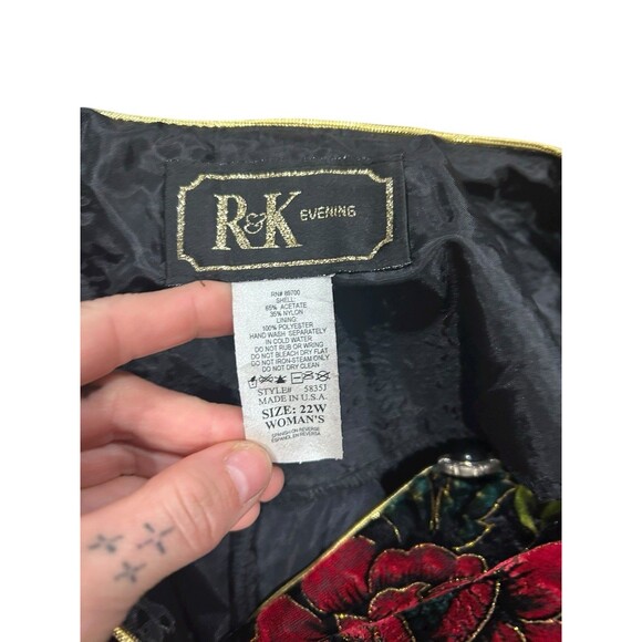 VINTAGE R & K Evenings Jacket Coat Dressy Fancy 90s Velvet Floral Print 22W - Picture 5 of 6